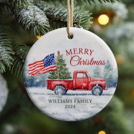 Vintage Weihnachtsbaumflagge Keramik Ornament