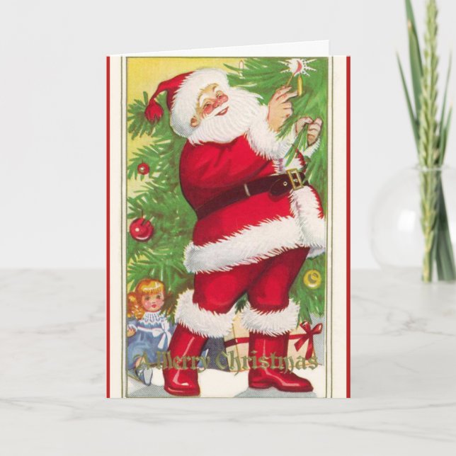 Vintage Weihnachtsbaumkarte Feiertagskarte (Vorderseite)