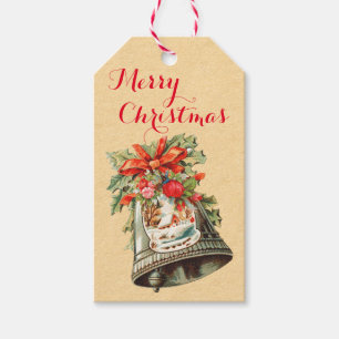 Vintage Weihnachtsbell-Feiertags-Geschenk-Umbauten Geschenkanhänger