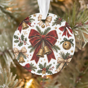 Vintage-Weihnachtsbögen und goldene Glocken Feiert Ornament