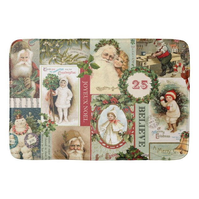 VINTAGE WEIHNACHTScollage Badematte (Vorderseite)