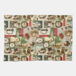 VINTAGE WEIHNACHTScollage Geschirrtuch