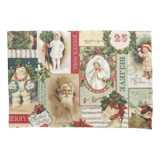 VINTAGE WEIHNACHTScollage Kissenbezug (Vorderseite-Links)
