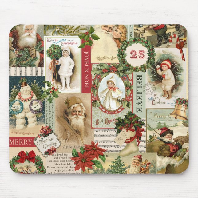 VINTAGE WEIHNACHTScollage Mousepad (Vorne)