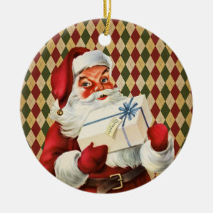 Vintage Weihnachtsdekoration des Weihnachtsmanns Keramik Ornament