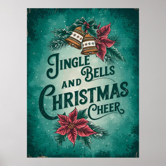 Vintage Weihnachtsdrucke, Retro druckbar Poster (Vorne)