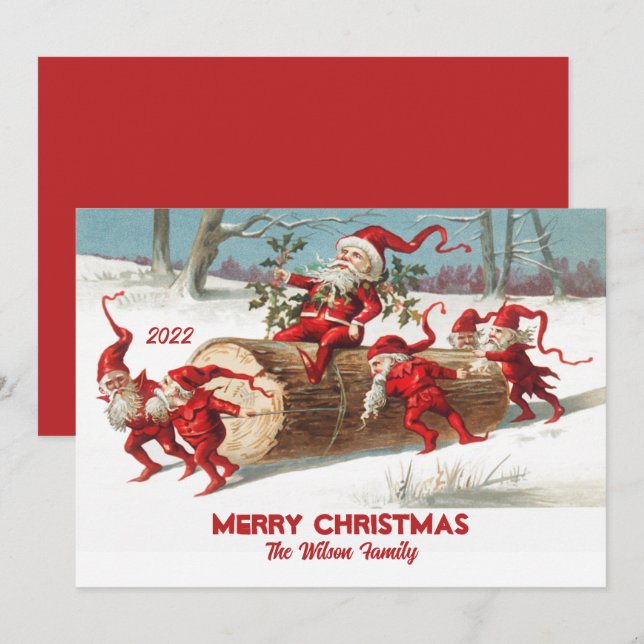 Vintage Weihnachtselfen Custom Frohe Weihnachten (Vorne/Hinten)