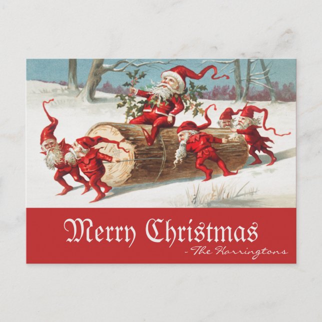 Vintage Weihnachtselfen Frohe Weihnachten Retro (Vorderseite)