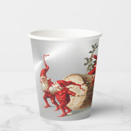 Vintage Weihnachtselfen Urlaub Silberes Party Pappbecher