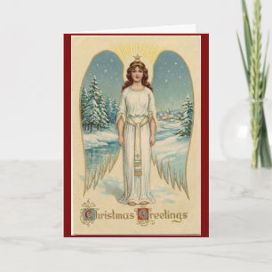 Vintage-Weihnachtsengel-Grußkarte Karte