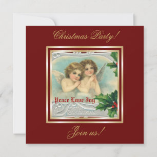 Vintage-Weihnachtsengel & Heilige Beeren-Einladung Einladung