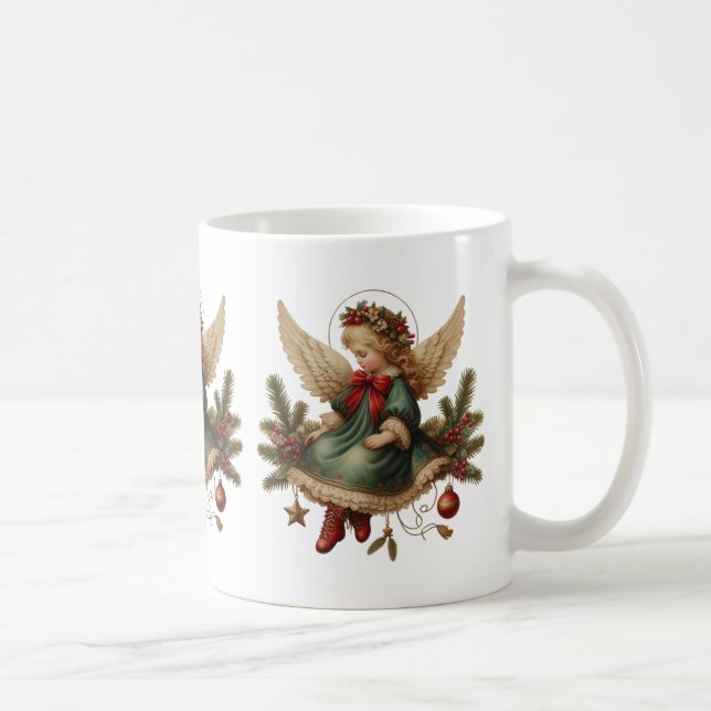 Vintage-Weihnachtsengel-Kaffeetasse Kaffeetasse (Rechts)