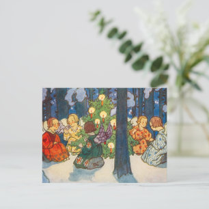 Vintage-Weihnachtsengel-Kunst Feiertagspostkarte