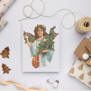 Vintage-Weihnachtsengel-mit-Christbaum-Weihnachtsk Postkarte