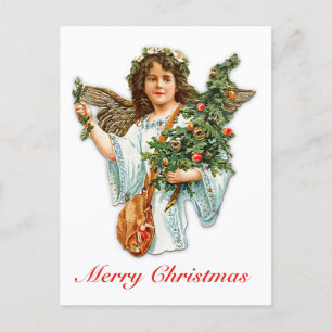 Vintage-Weihnachtsengel-mit-Christbaum-Weihnachtsk Postkarte