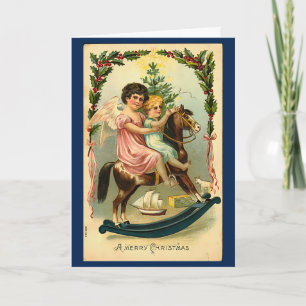 Vintage-Weihnachtsengel mit persönlicher Nachricht Karte