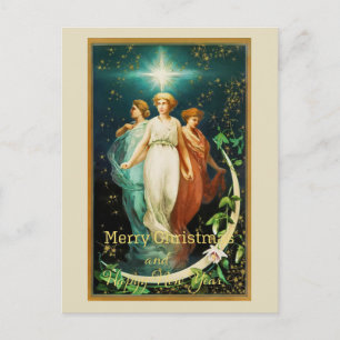 Vintage-Weihnachtsengel mit Stern Postkarte