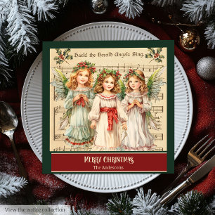 Vintage-Weihnachtsengel-Monogramm-Feiertagsserviet Serviette