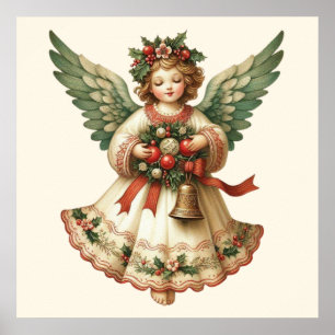 Vintage-Weihnachtsengel-Plakat Poster
