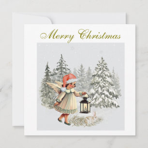 Vintage-Weihnachtsengel und Kind Feiertagskarte