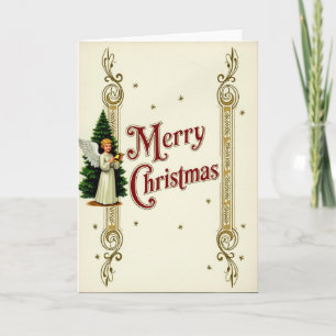 Vintage-Weihnachtsengelkarte Karte