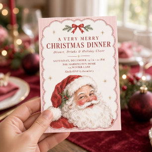 Vintage-Weihnachtsessen mit Weihnachtsmann Einladung