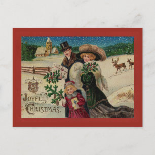 Vintage Weihnachtsfamilie Postkarte