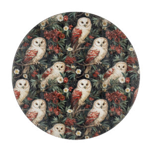 Vintage-Weihnachtsfantasie Blumeneulen-Muster Schneidebrett