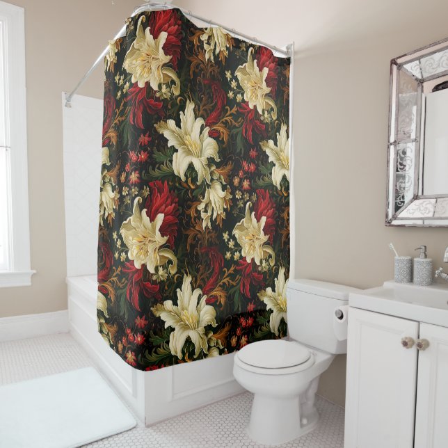 Vintage Weihnachtsfantasie Blumenmuster Duschvorhang (Beispiel)