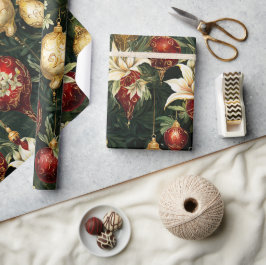 Vintage Weihnachtsfantasie Blumenmuster Geschenkpapier