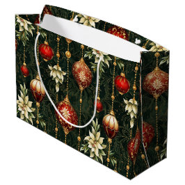 Vintage Weihnachtsfantasie Blumenmuster Große Geschenktüte