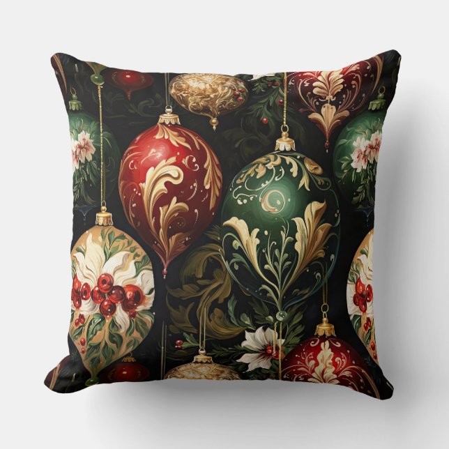 Vintage Weihnachtsfantasie Blumenmuster Kissen (Vorderseite)