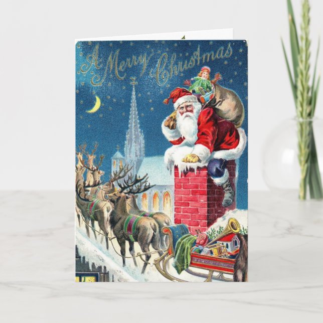 Vintage Weihnachtsfeier Einladung (Vorderseite)