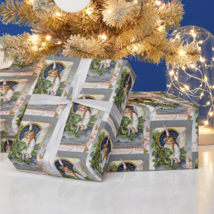 Vintage-Weihnachtsfeier-Engel-Geschenkpapier Geschenkpapier