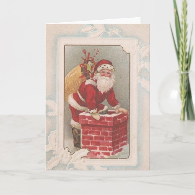 Vintage Weihnachtsfeier Feiertagskarte (Vorderseite)