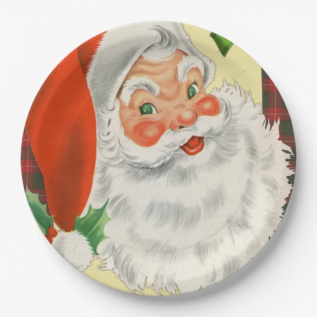 Vintage Weihnachtsfeier Pappteller (Vorderseite)