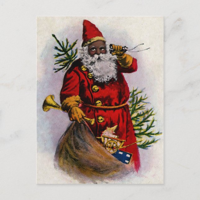 Vintage Weihnachtsfeier Postkarte (Vorderseite)