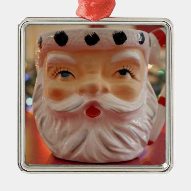 Vintage Weihnachtsfeier Tasse Ornament Aus Metall (Vorne)