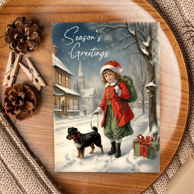 Vintage Weihnachtsfeiertag Saison Grußkarte Feiertagskarte (Von Creator hochgeladen)