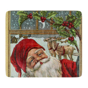 Vintage-Weihnachtsfeiertag-Santa-Glas-Schneidbrett Schneidebrett