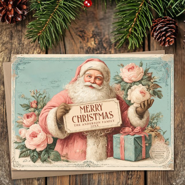 Vintage Weihnachtsfeiertage Feiertagskarte (Vintage Santa Clause Christmas Holiday Card)