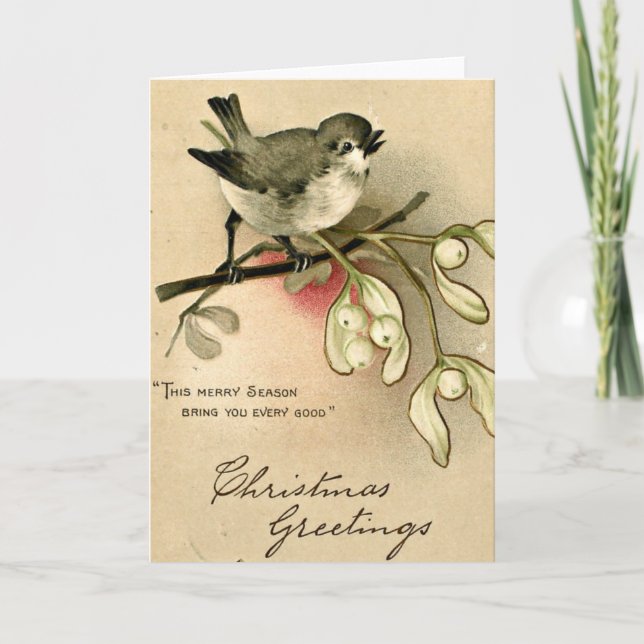 Vintage Weihnachtsfeiertage Feiertagskarte (Vorderseite)