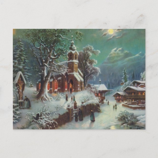 Vintage Weihnachtsfeiertage Genremalerei Feiertagspostkarte (Vorderseite)