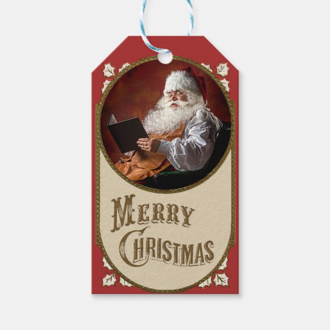 Vintage Weihnachtsfeiertage-Geschenketiketten Geschenkanhänger (Vorderseite)