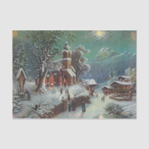 Vintage Weihnachtsfeiertage Krippenmalerei Seidenpapier