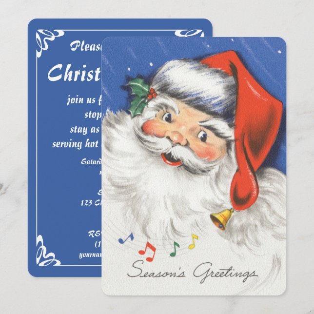 Vintage Weihnachtsfeiertage Party Einladung (Vorne/Hinten)