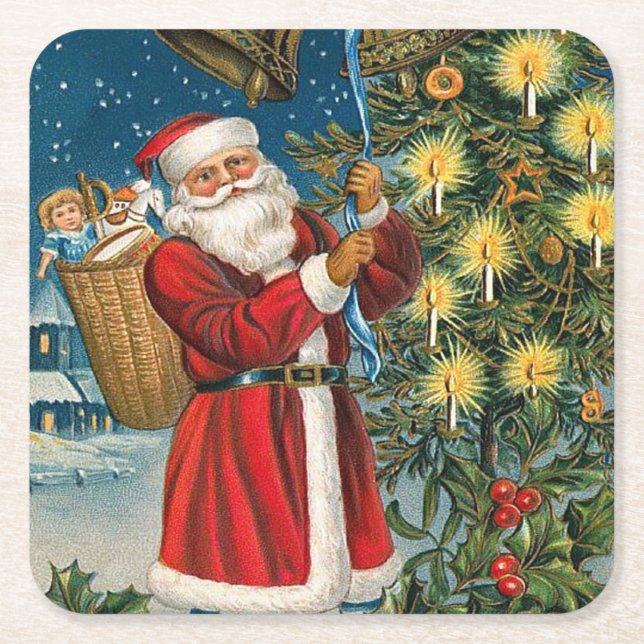 Vintage Weihnachtsfeiertage Rechteckiger Pappuntersetzer (Vorderseite)