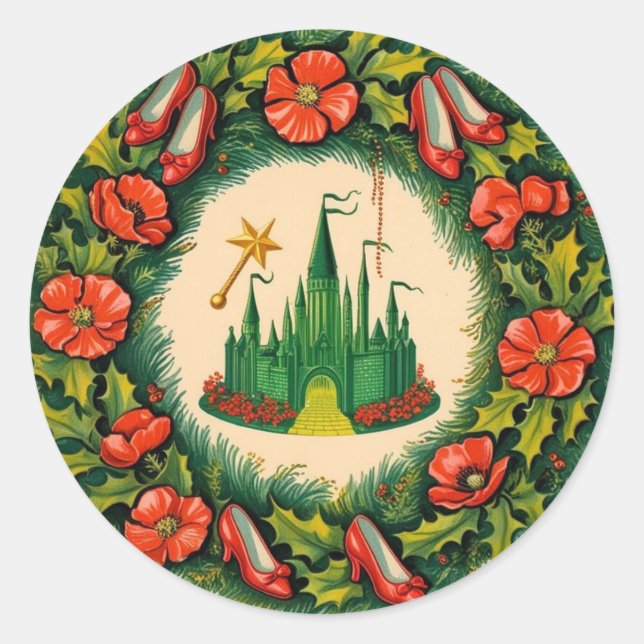 Vintage Weihnachtsfeiertage Runder Aufkleber (Vorderseite)
