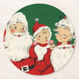 Vintage Weihnachtsfeiertage Runder Pappuntersetzer