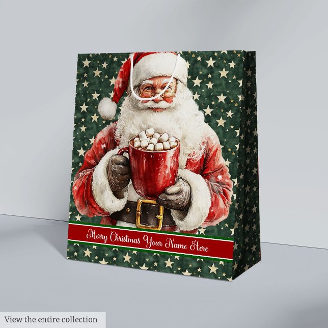 Vintage Weihnachtsfeiertage Weihnachtsfeiertag Mittlere Geschenktüte (Vintage Santa Monogram Holiday Gift Bag Christmas)